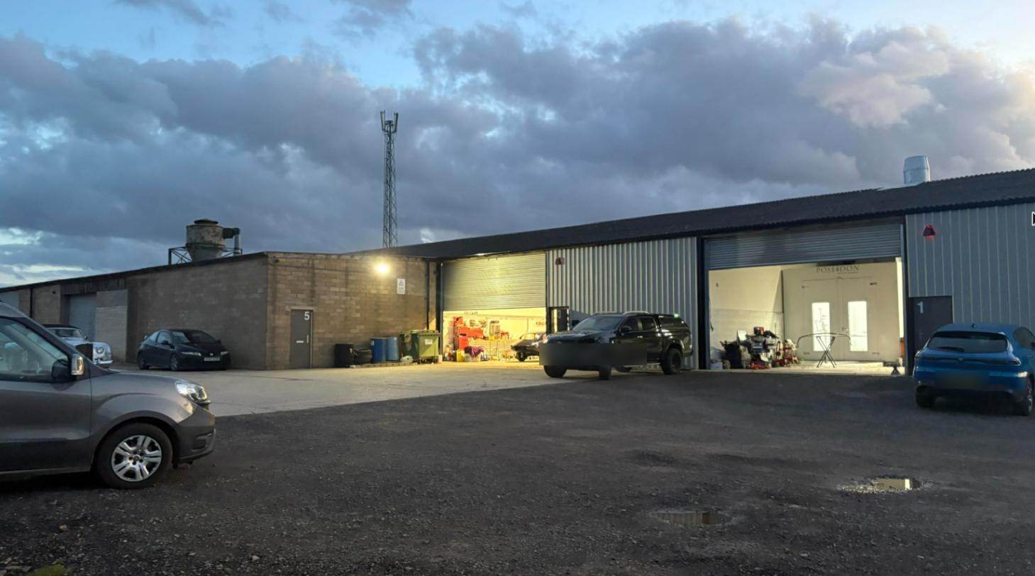 Business park units at dusk